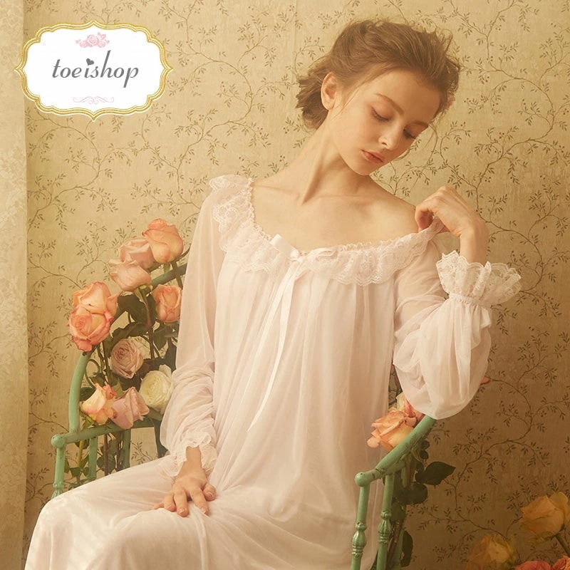 レディース パジャマ ネグリジェ ワンピース ロング プリンセス ナイトドレス お姫様 フリフリ系 レース 長袖 フリル ランジェリー レース チュール ドレス ルームウェア セクシー 贈り物 ギフト 5,098円