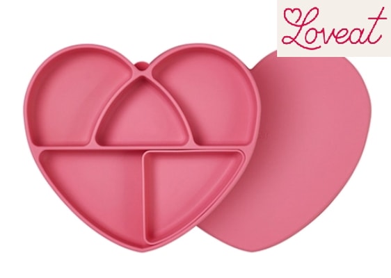 (在庫処分セール)韓国 ハート型吸盤付きベビー食器 シリコン製 離乳食 幼児食 赤ちゃん ベビー 出産祝い ギフト プレゼント 滑り止め 食洗機対応 電子レンジOK かわいい （L size）ベビー食器