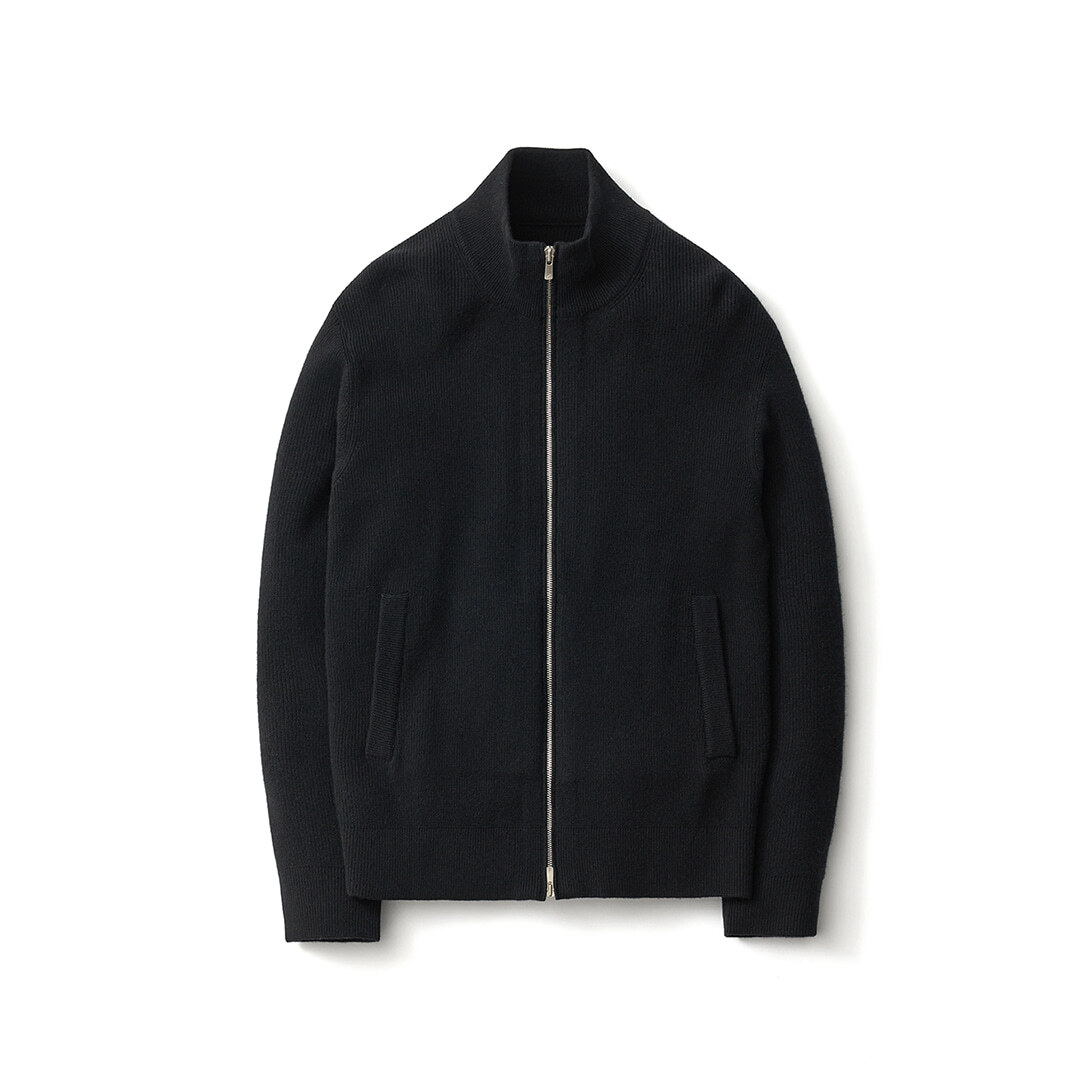【POTTERY】 PULL ZIP-UP KNIT : BLACK