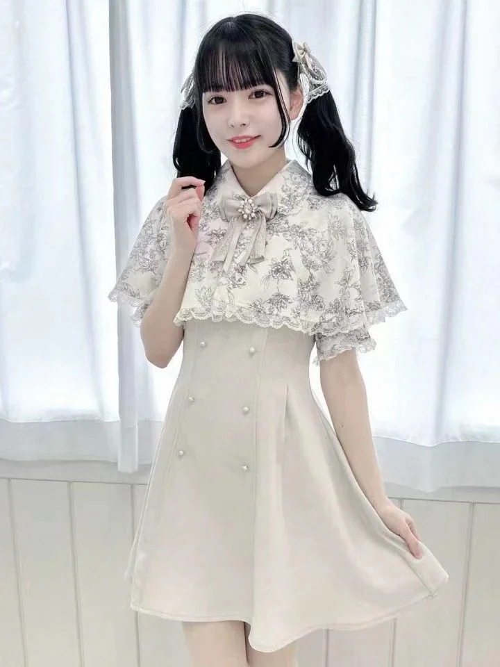 ロリータ コスプレ ショール 半袖 ロングドレス 蝶ネクタイ ポンチョ ドレス