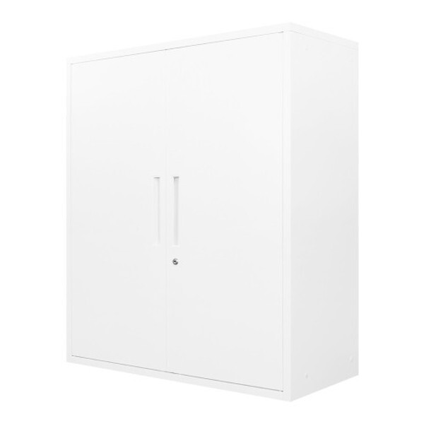 法人限定 Netforce FH-R-2-W-WH ホワイト 両開き書庫 3段 鍵付き スチール製 (幅900×奥行400mm) メーカー直送