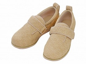 徳武産業 あゆみシューズ 介護靴 施設用 ダブルマジックII 雅（みやび） 7E ベージュ 両足Lサイズ 7021