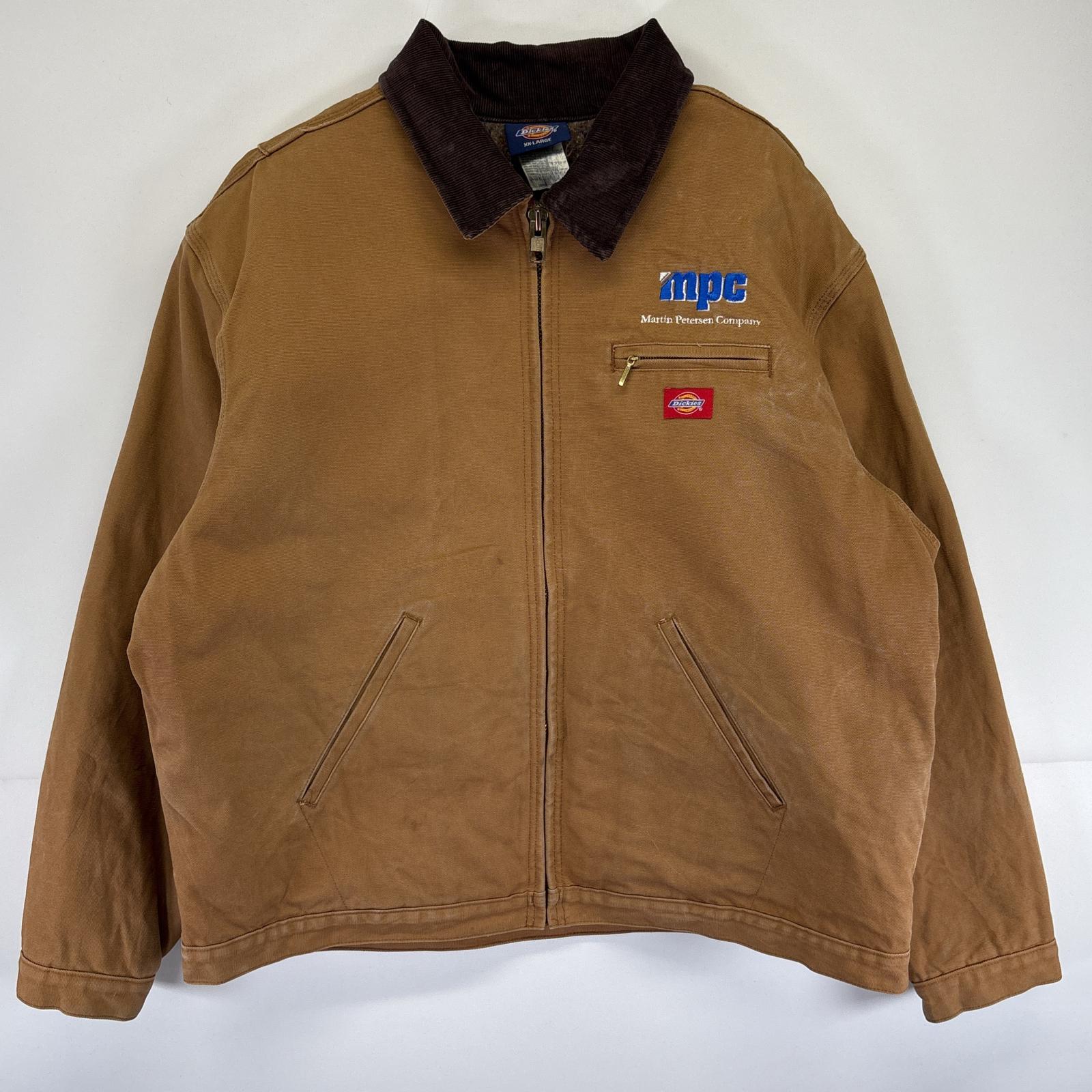 古着 ワークジャケット ダック 大きいサイズ デトロイトタイプジャケット ワンポイントロゴ ブランケットライナー XXL ブラウン系 メンズ