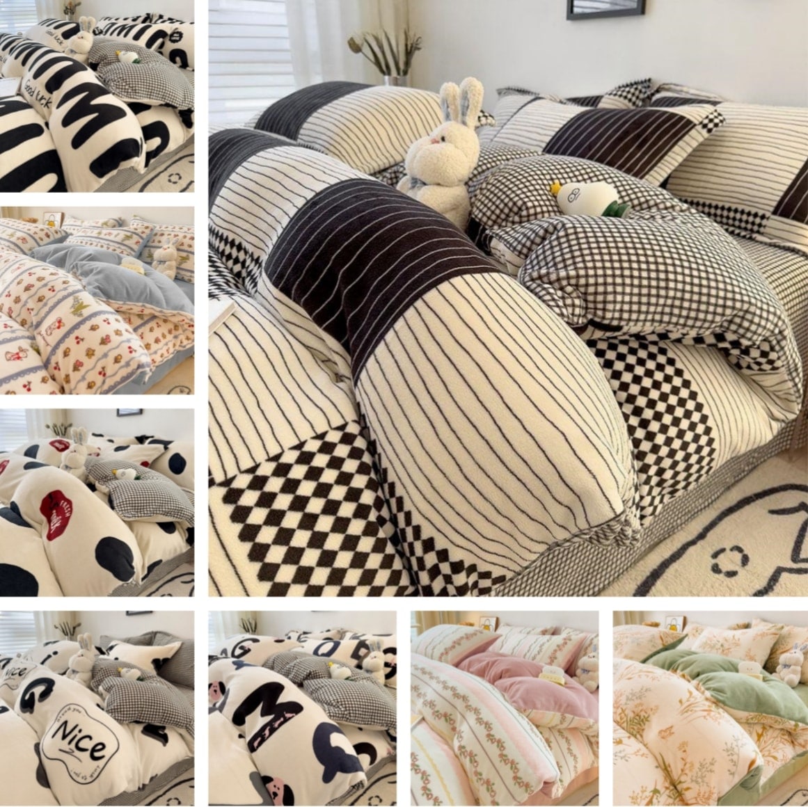 韓国ファッション 布団カバー ベッドカバー ダブルサイズ 掛け布団カバー 冬用 毛布 暖かい 厚手 抗菌防臭 洗える 寝具 ベッド用品 セミダブル ダブル クイーン