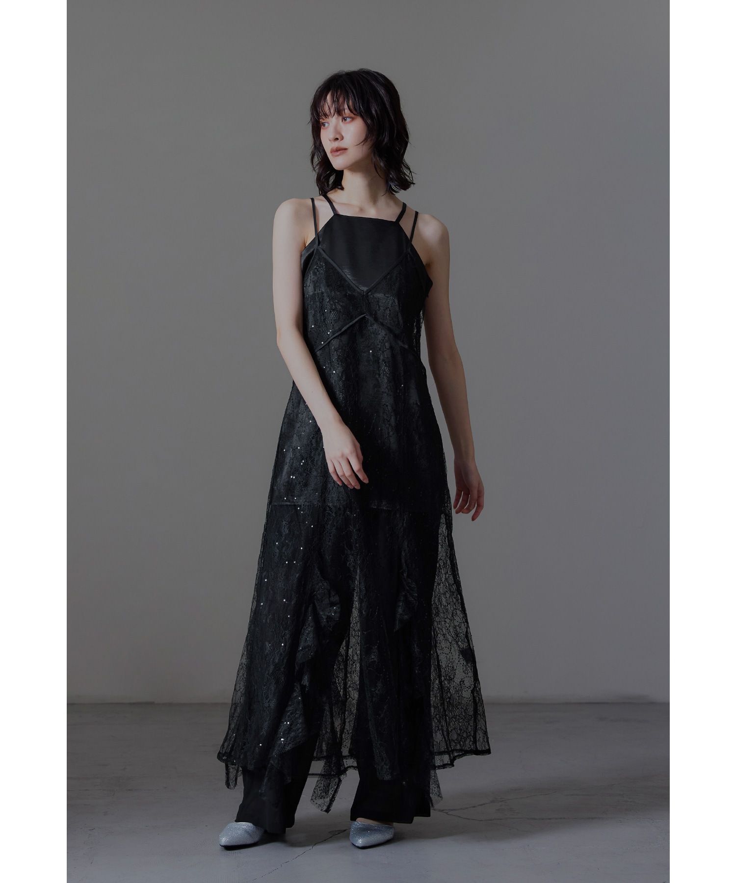 スパークルレースレディドレス 結婚式 パンツドレス セットアップ 3点セット アメスリ レース キャミワンピース ノースリーブ ロング丈 お呼ばれ パーティー 二次会 披露宴 謝恩会 成人式 同窓会