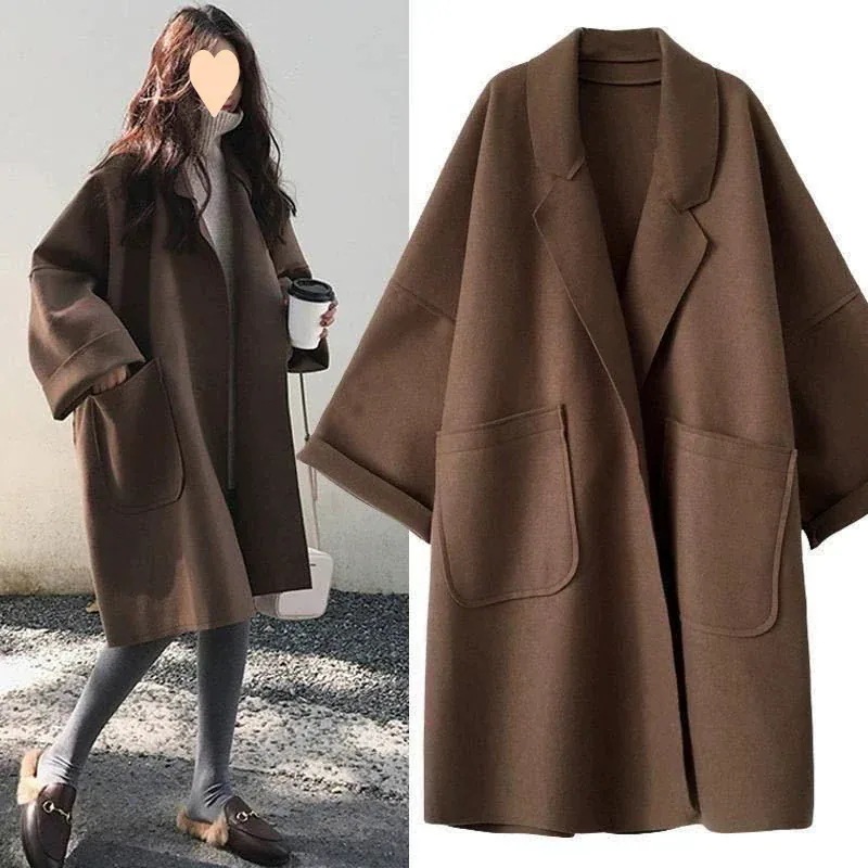チェスターコート レディース ロングコート ゆったり ツイードコート ボタン無し 女性 アウター 秋 冬 レトロ お洒落