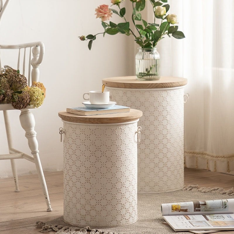 サイドテーブル 収納付き アンティーク ヴィンテージ おしゃれ かわいい インテリア コーヒーテーブル リビングルーム ベッドサイド 白 23,680円