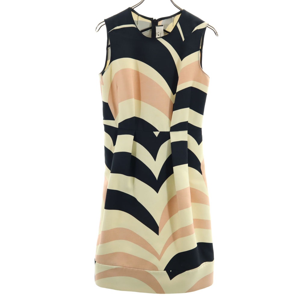 ポルトガル製 シルクブレンド ノースリーブ ワンピース 38 ベージュ レディース