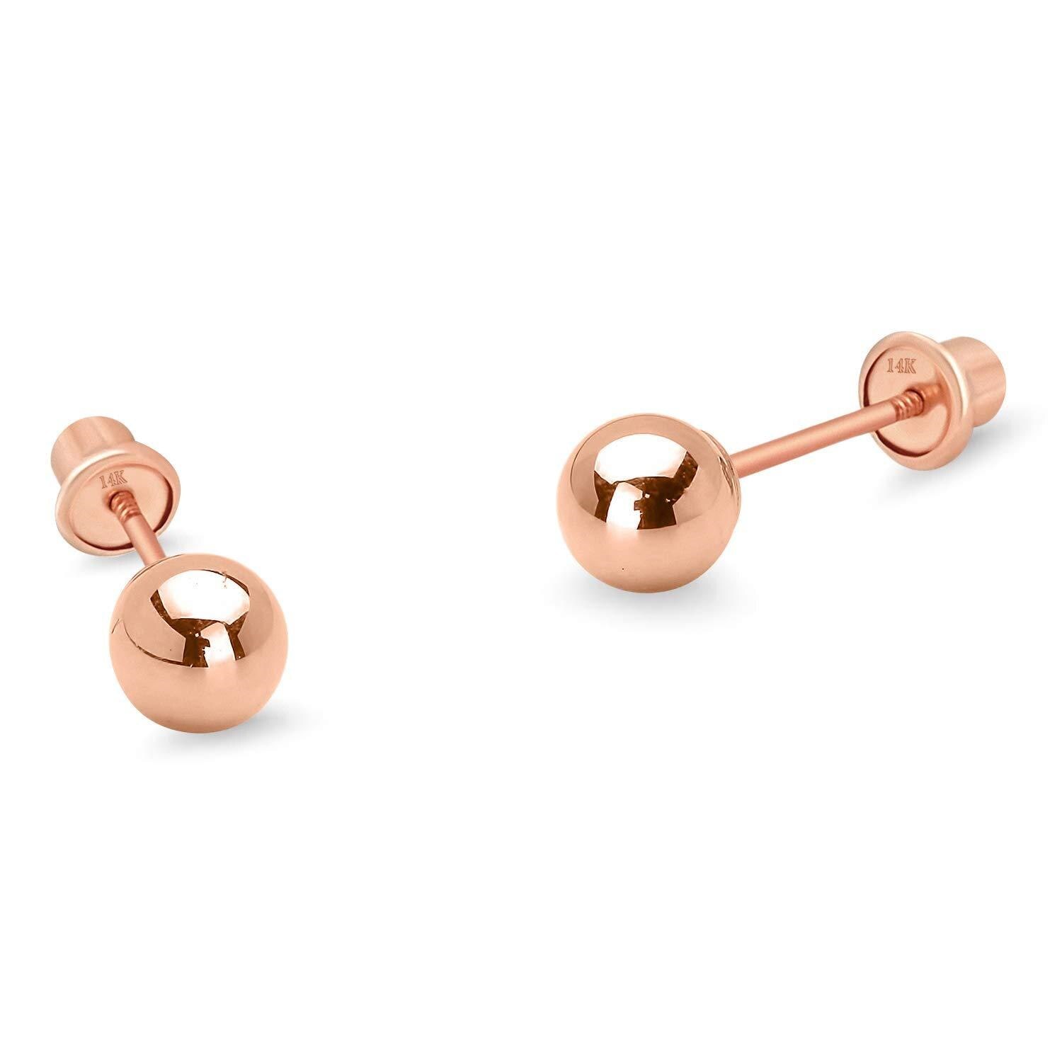 14k Rose Gold 3mm Plain Hollow Gold Ball Children