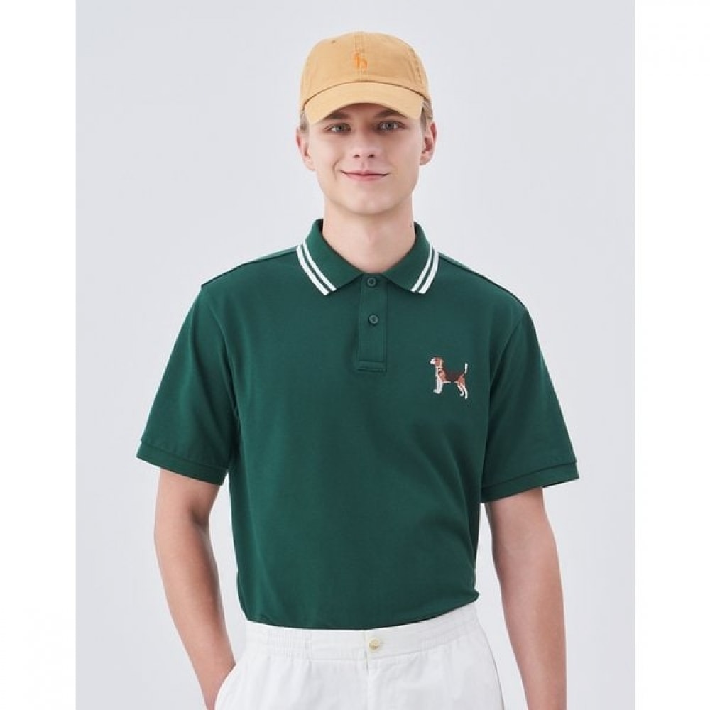 [24SS] [ハジーハリー] グリーンティッピングカラピケショートスリーブ T シャツ HZTS4B751E2 7,829円