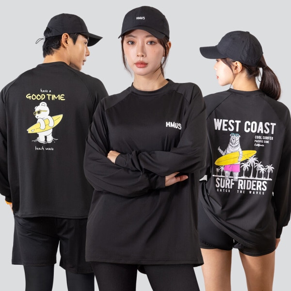 男性・女性用ラッシュガードセット ルーズフィット ビッグサイズ水着 長袖トップス ショートパンツ レギンスパンツ ビーチウェア (贈呈品なくなり次第贈呈終了)