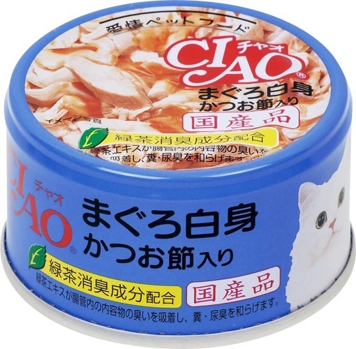（まとめ買い）いなばペットフード CIAO ホワイティ まぐろ白身 かつお節入り 85g A-85 猫用 [x24]