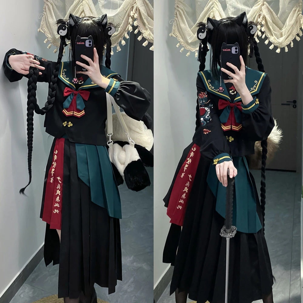 JK制服セット火龍重工jk制服不良少女セーラー服和服ロングスカート