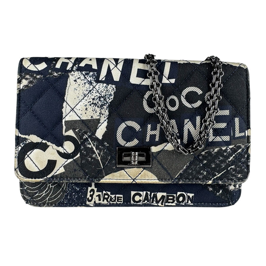 シャネル CHANEL チェーンウォレット 2.55 コットン ネイビー系 レディース z9773