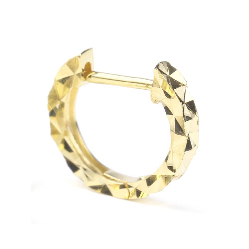 [ハッピーグッツショップ] フープピアス ダイヤ カット サイドカット入り ゴールド 小さめ リング