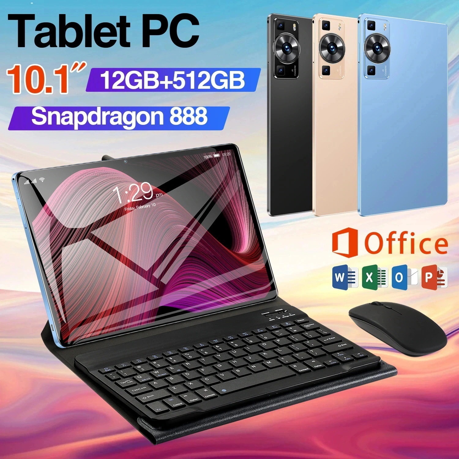 【新年限定セール】タブレット PC Android14 本体 10.1インチ 12GB+256GB 軽量 10000mAh Bluetooth Wi-Fi GPS 電話 在宅勤務 プレゼント