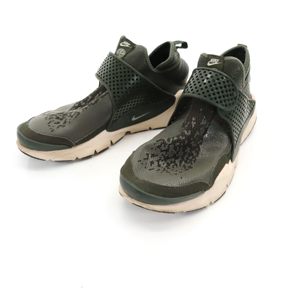 ストーンアイランド Stone Island コラボ ソックダート ミッド スニーカー 27 カーキ 910090-300 メンズ 古着