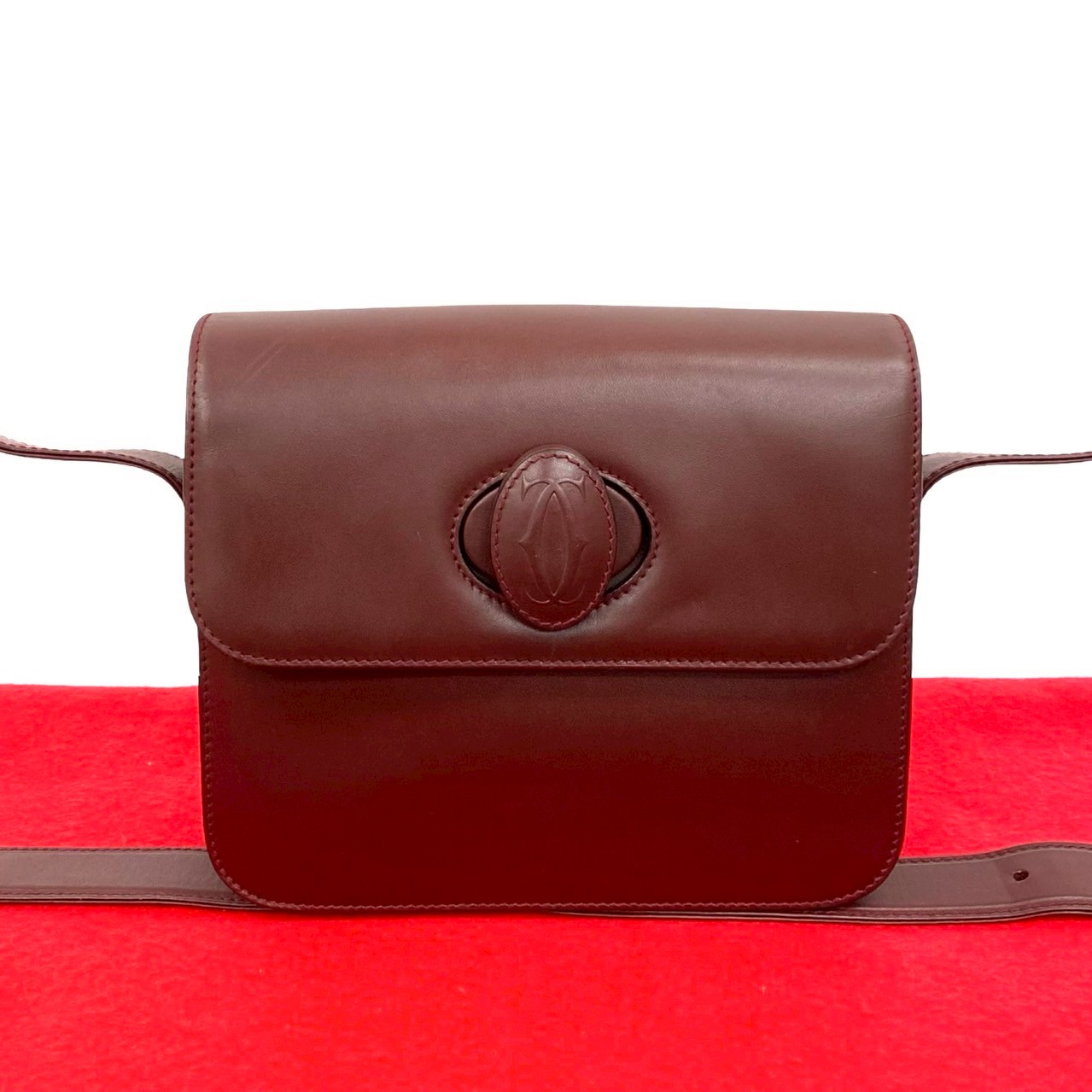 ヴィンテージ マストラインショルダーバッグ レザー ワインレッド 08121
