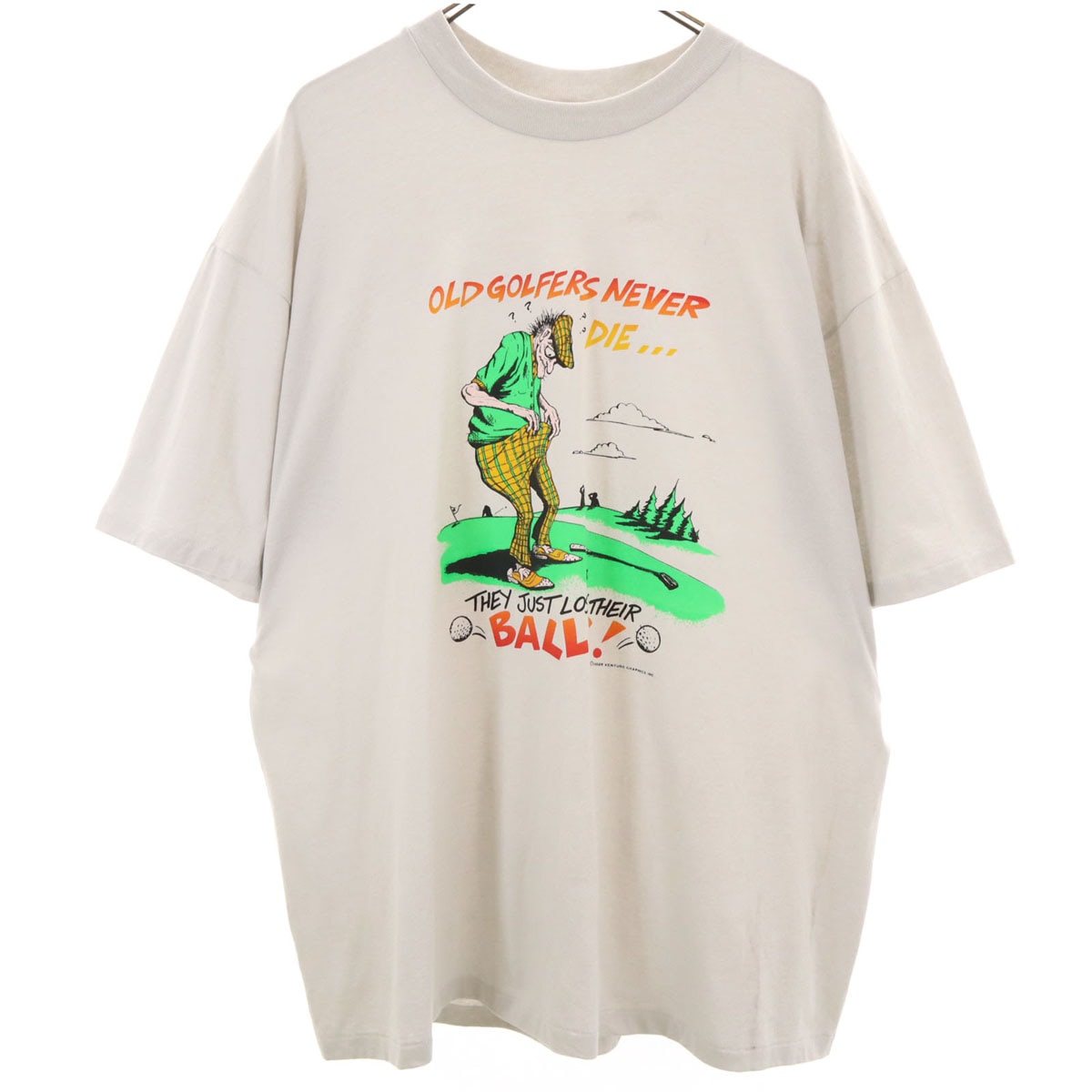80s USA製 ヴィンテージ メッセージプリント 半袖 Tシャツ XXL グレー シングルステッチ ビッグサイズ メンズ 古着