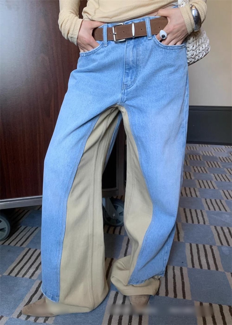 韓国ファッション 初秋定番 デニムワイドパンツ レトロカッティング 2025