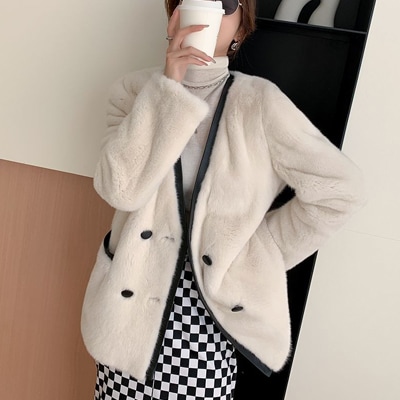 ブルゾン ジャケット秋冬 アウタ プードルファージャケットもこもこプードルボア風ふわふわファーコート4