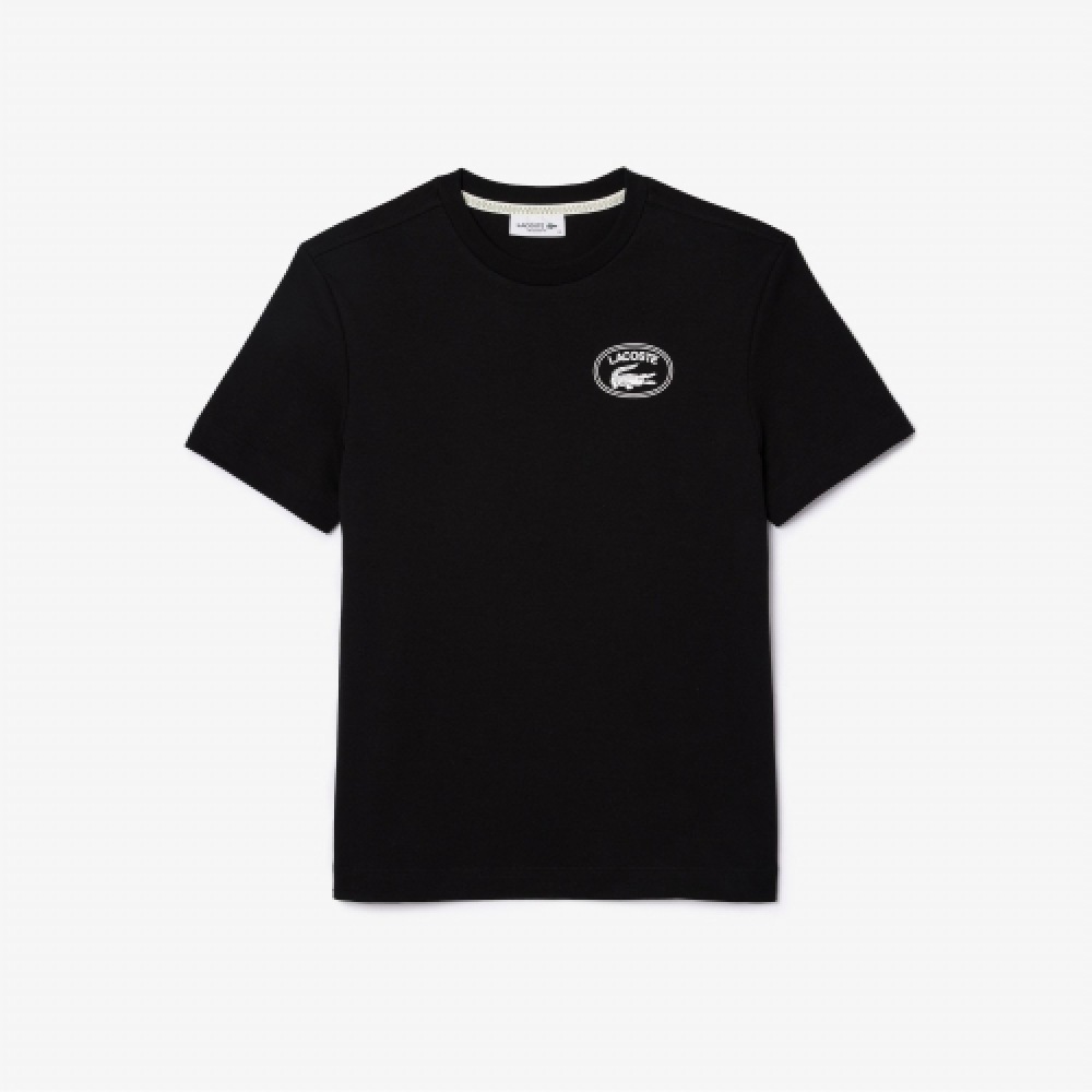 LACOSTE レディースシグネチャープリント半袖Tシャツ [ブラック]