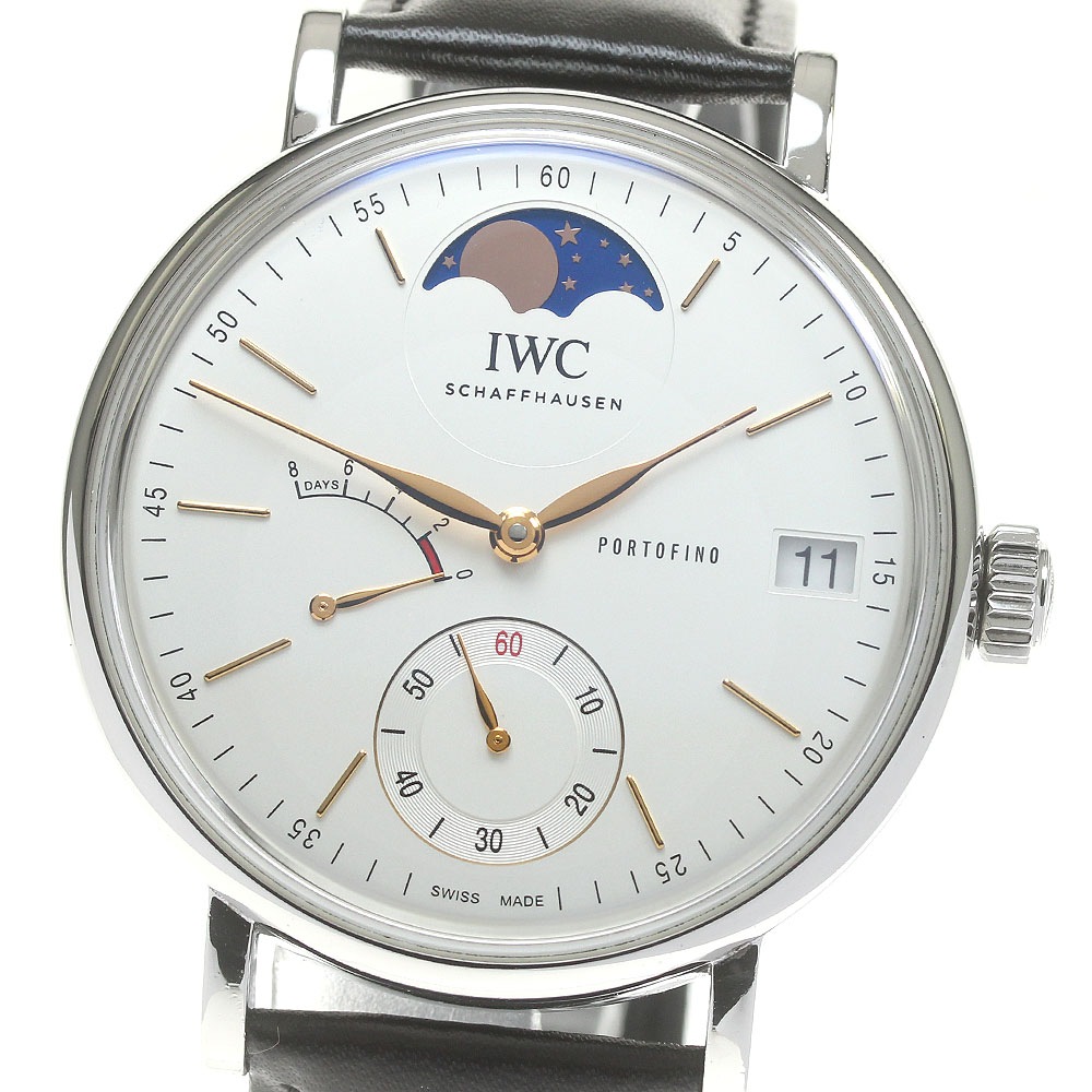 ジャンク IWC SCHAFFHAUSEN IW516401 ポートフィノ ムーンフェイズ 手巻き メンズ 保証書付き_808883【中古】
