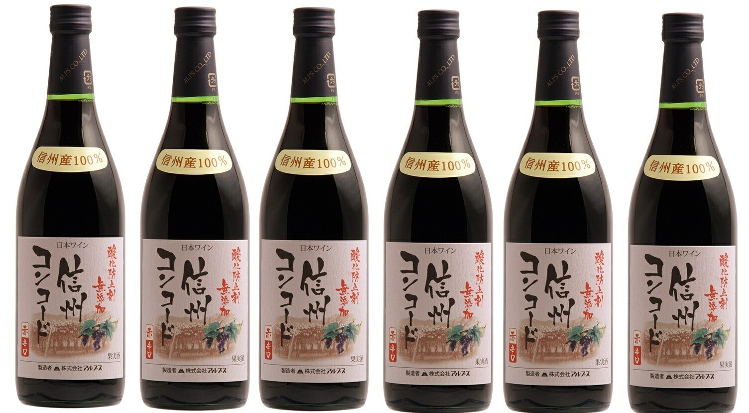 【送料無料】【日本ワイン】長野県 アルプス 信州酸化防止剤無添加ワイン信州コンコード 辛口 720ml6本【本州(一部地域を除く)は送料無料】【現行 6,079円