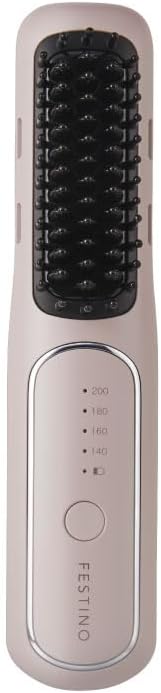 FESTINO(フェスティノ) スタイリングヒーターブラシ(SMHB-049) マイナスイオン 約140℃約200℃ ヒートブラシ ヘアアイロン機能付き USB充電式 コードレス 時短 7,216円