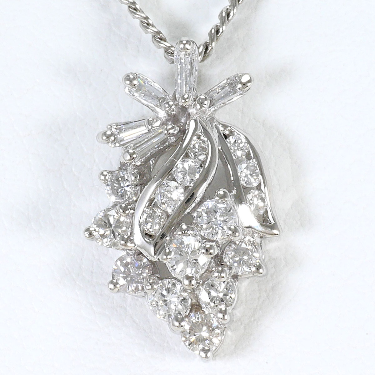 PT900 プラチナ PT850 プラチナ ネックレス ダイヤモンド（ct刻印なし） 鑑別書 総重量約6.9g 約46cm ジュエリー 中古