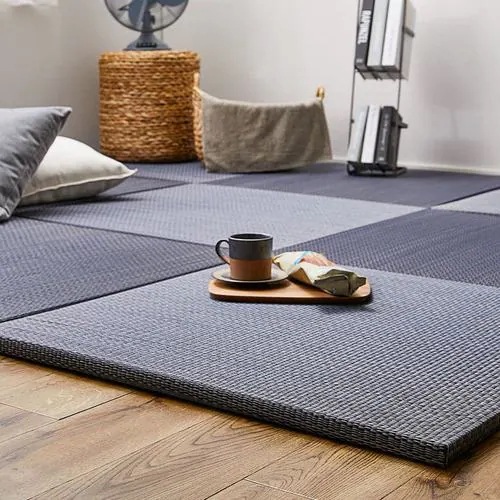 【メーカー直送品】萩原 【6枚組】置き畳 南風 約82×82×2.5cm ネイビー