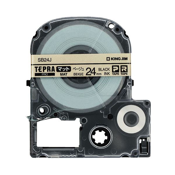 (まとめ)キングジム テプラ PROテープカートリッジ マットラベル 24mm ベージュ/黒文字 SB24J 1個(×3セット)