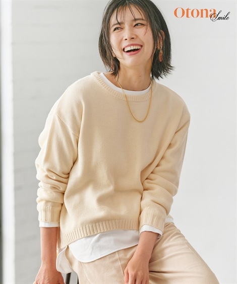ニット クルーネックワイドニットプルオーバー OtonaSMILEニット