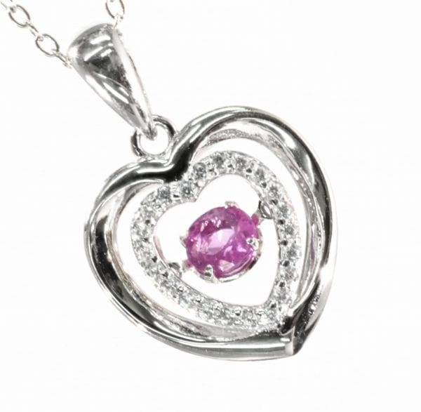 天然 ピンク サファイア クロスフォー ダンシングストーン ダイヤモンド ネックレス