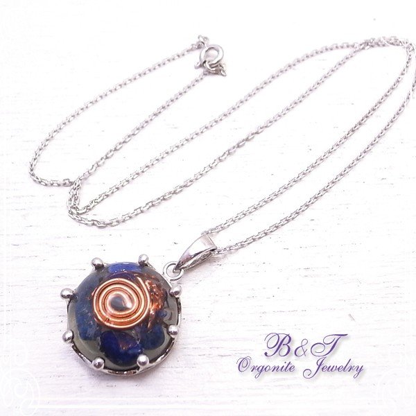 オルゴナイトジュエリー ラピスラズリ 水晶 シルバーネックレス /B&T オルゴナイトジュエリー