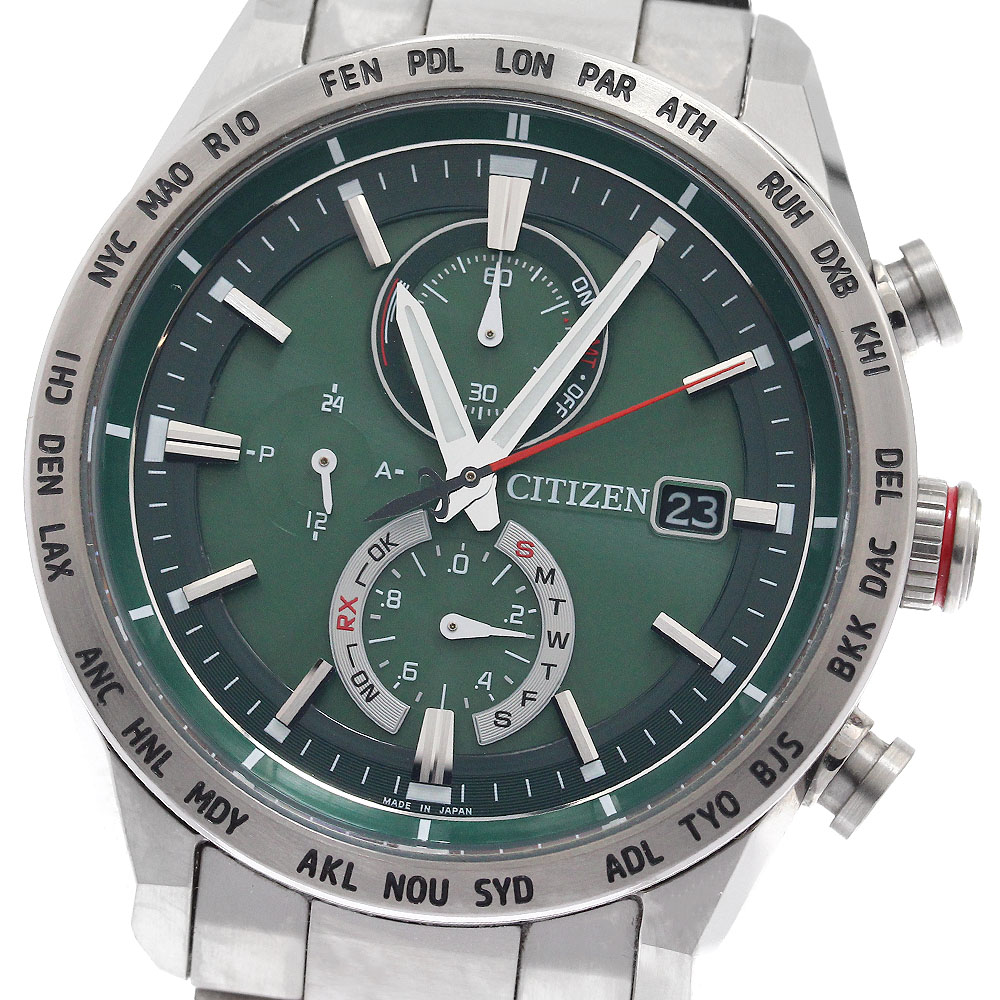 シチズン CITIZEN AT8181-63W/H800-T027016 アテッサ ダイレクトフライト エコドライブ ソーラー電波 メンズ _901996【中古】