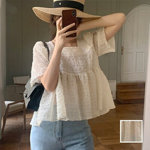 ブラウス シャツ 韓国 ファッション レディース 春 夏 カジュアル コーデ シンプル 定番 セレカジ 20代 30代 40代 2025 シアー セルフチェック 切替 チュニック
