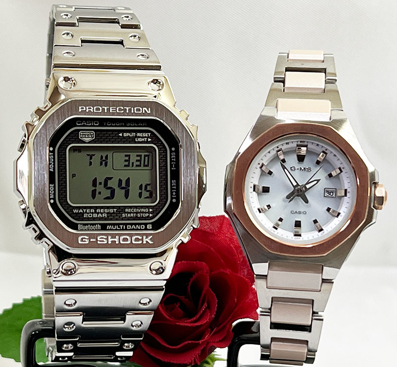 恋人たちのGショックペアウォッチ G-SHOCK BABY-G カシオ 2本セット 電波ソーラー GMW-B5000D-1JF MSG-W350CSG-7AJF 大人のペアウオッチ 　人気 婚約