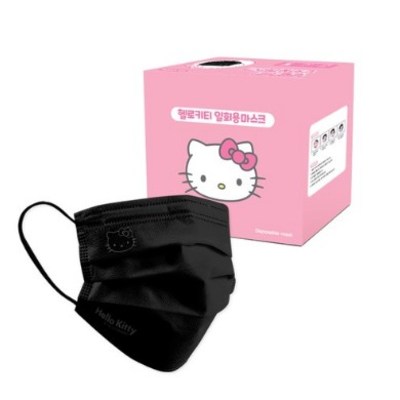 ハローキティ 中型 ブラックマスク 100枚入 (女性用)