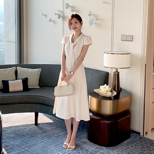 （2丈展開／お呼ばれコーデ／夏のフォーマルスタイル）ソニエル 2丈展開 キャップスリーブ タイワンピース op16162