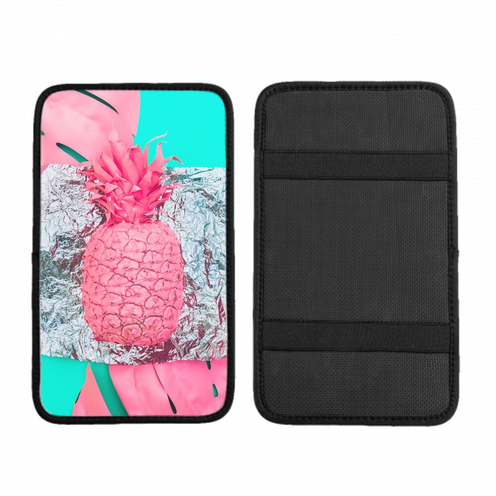 車の手すりボックスクッション 塗装-ピンク-パイナップル-トロピカル-パーム-葉 ほこりや傷から耐久性と通気性