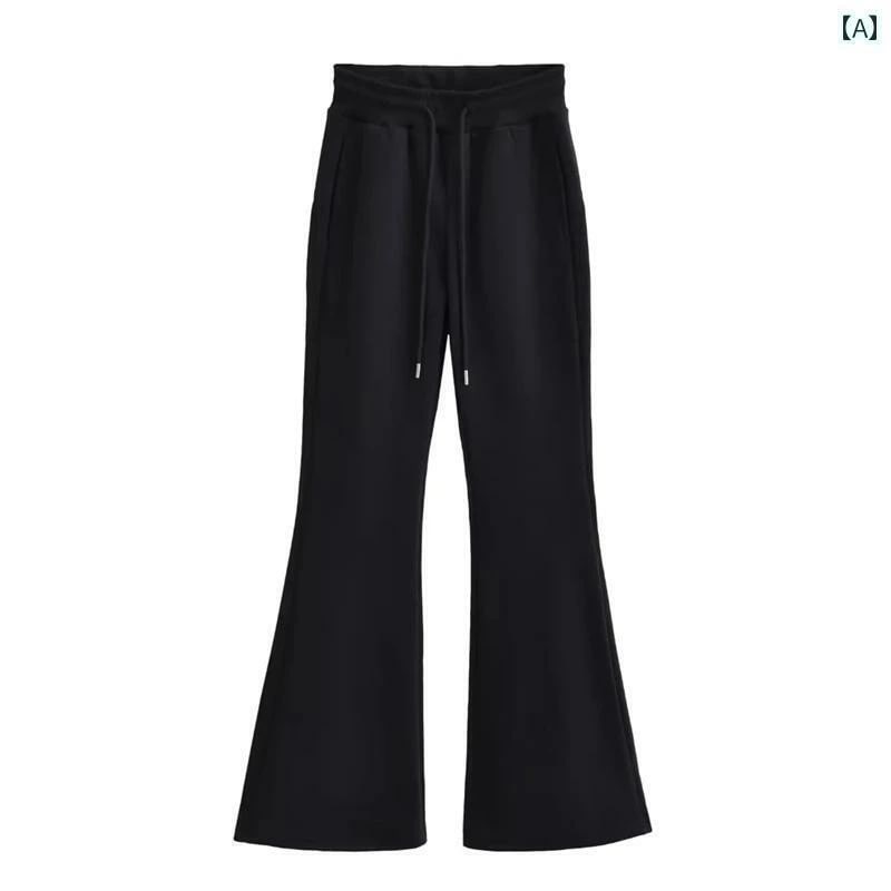 パンツ レディース アメリカン ベルベット マイクロフレア カジュアル 女性 秋冬 弾性 スリミング ハイウエスト スリム フレアパンツ