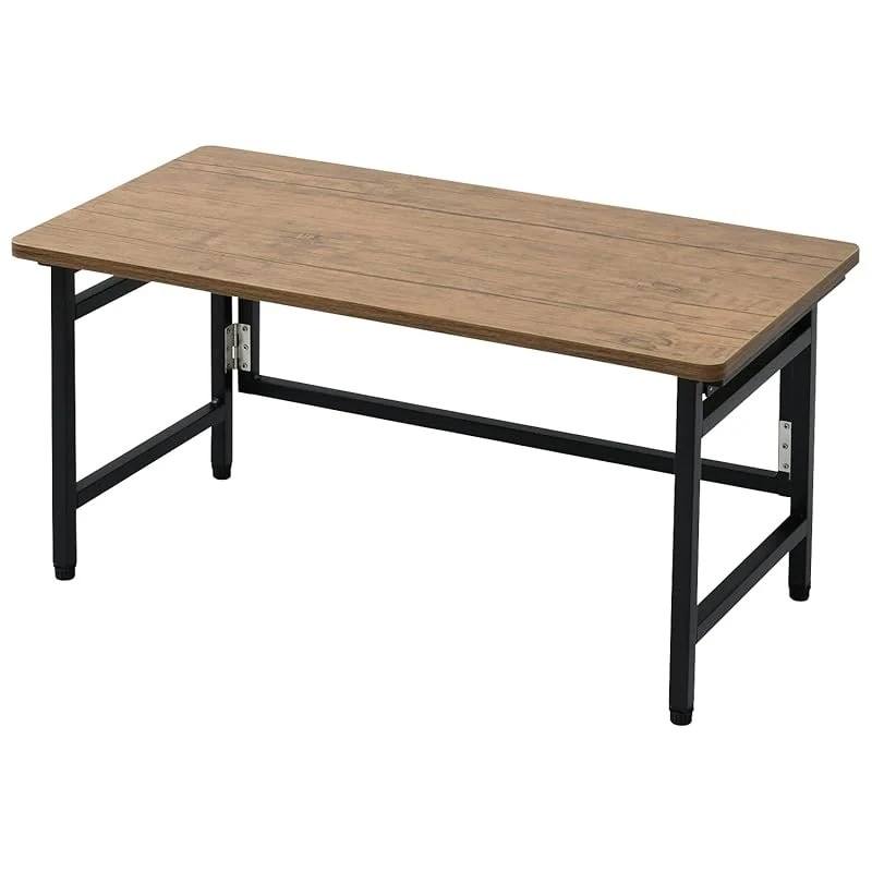 【即納】山善(YAMAZEN) 折りたたみテーブル ロータイプ 組立不要(幅80 奥行40 高さ40) アンティークブラウン/ブラック