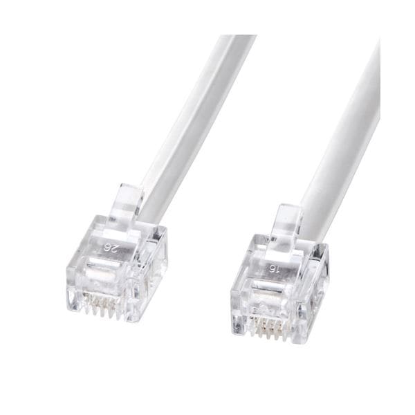 （まとめ） サンワサプライ モジュラーケーブル（白） TEL-N1-20N2 (×2セット)