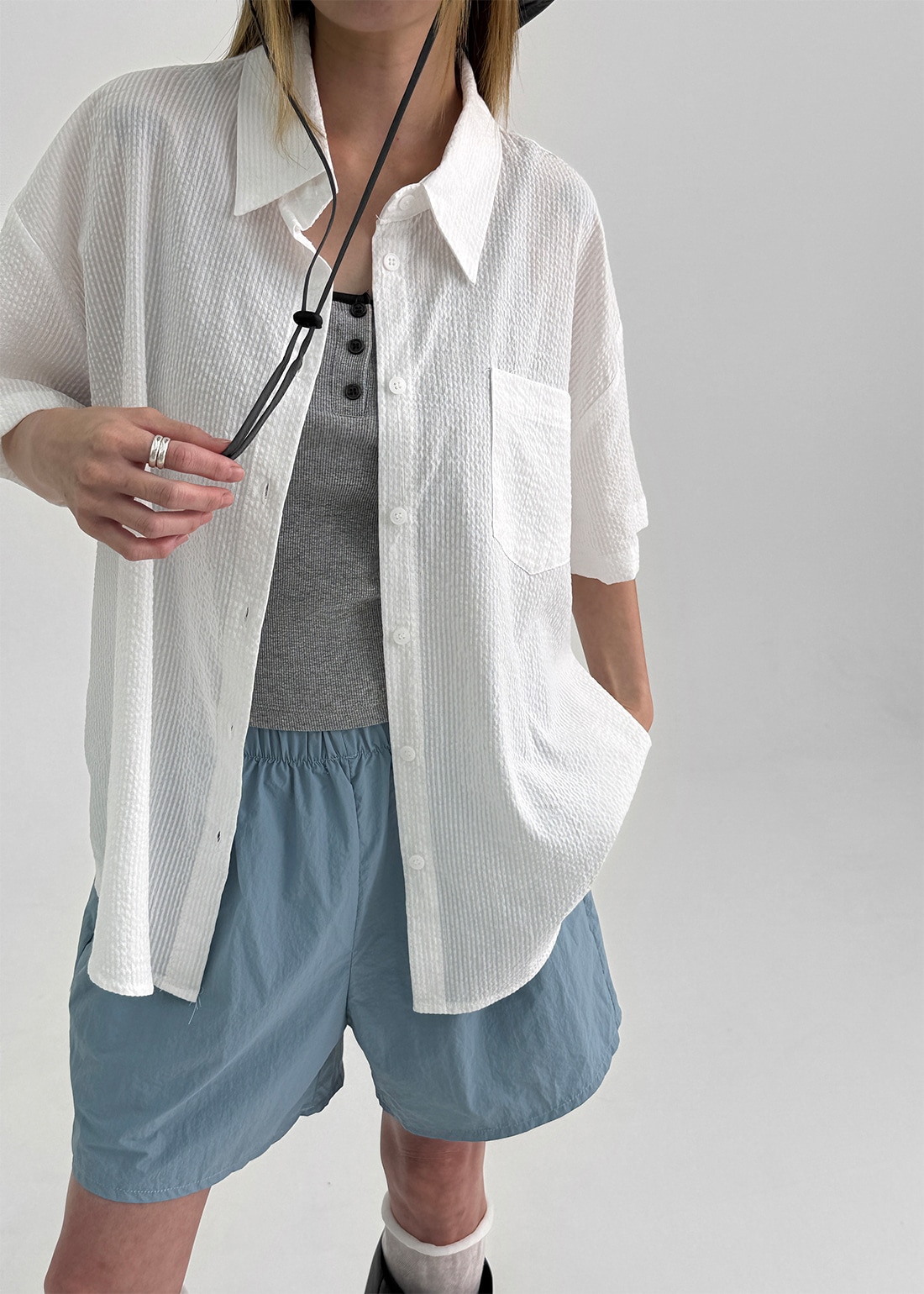 ティフォレットシアサーカー半袖シャツ