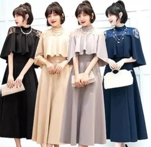 ドレス 結婚式 お呼ばれ パーディー ミモレ丈 パーティードレス レースドレス ワンピース おしゃ