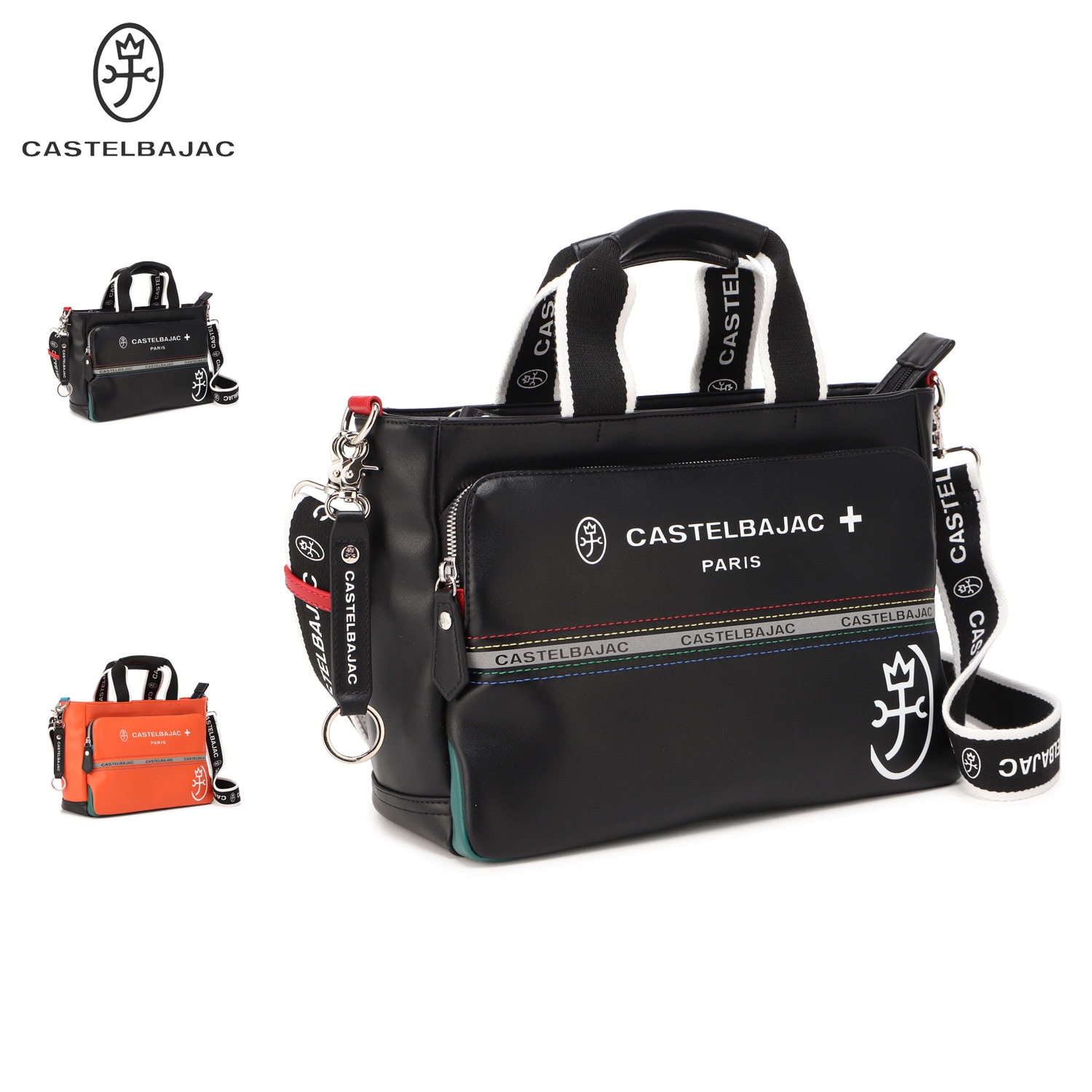 トートバッグ シャァル メンズ レディース 2WAY 小さめ ファスナー付き 大人 ブラック オレンジ 黒 52511