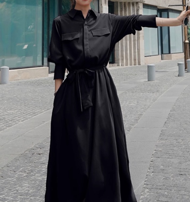 ワンピース デート モテアイテム シャツワンピース ロング丈 長袖 コットン 大人可愛い きれいめ 上品 おしゃれ かっこいい 大人可愛い ラブリー キュート ガーリー クール モード系 セクシー