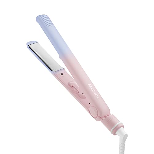 サロニア ストレートヘアアイロン 【ユニバースローズ】 24mm コテ 海外対応 耐熱ポーチ付き
