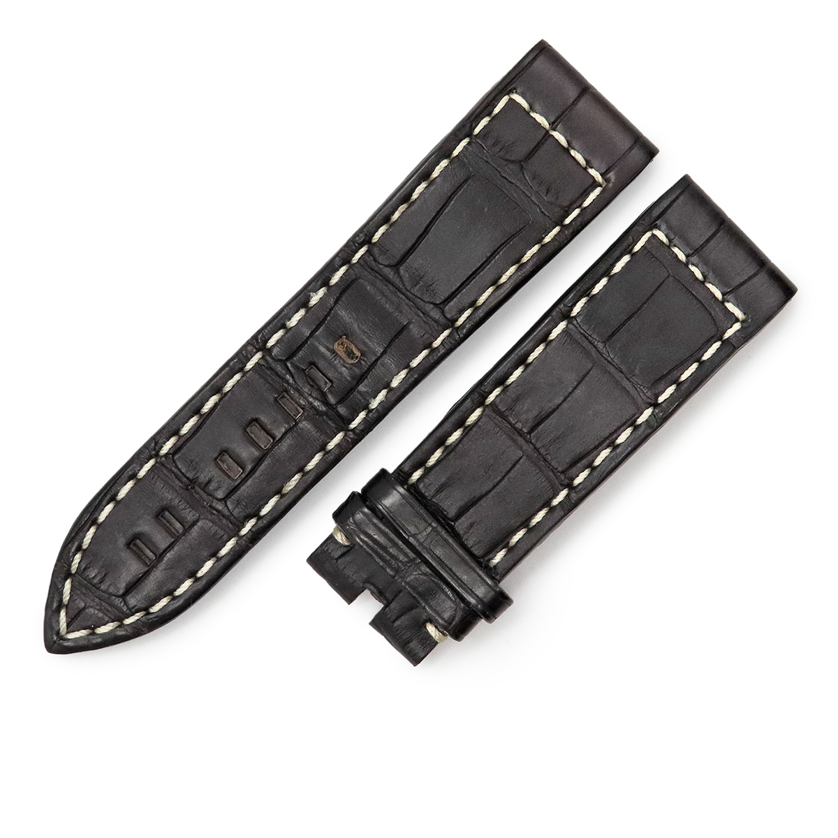 メンズ 純正 替え クロコ ベルト バンド ストラップ 24ｍｍ ブラック 黒